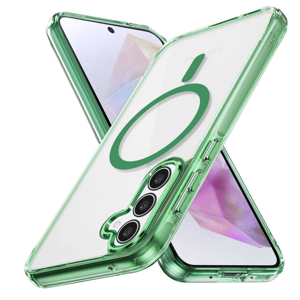 Case For Samsung Galaxy A35 5G With Magsafe Magnetic Compatibility, Clear Yellowing Resistant Rugged Cover Green 9092120183092