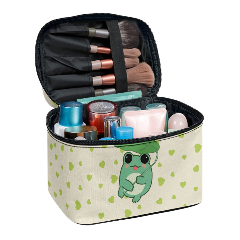 Makeup Travel Case with Brush Slots Frogs Thoughtful Gift For Friend Portable Polyester