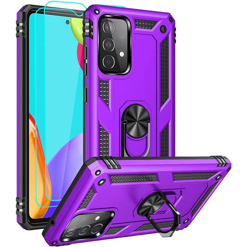 Samsung A52 Case With Hd Screen Protector, Military-Grade Ring Holder, Kickstand & Car Mount Â 15Ft Drop Tested Â Compatible With Samsung Galaxy 9365509238295