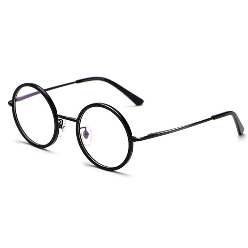 +2.5 Reading Glasses for Men and Women, Clear 2.5X Magnification, AntiFatigue Vision Support, Retro Black Frame
