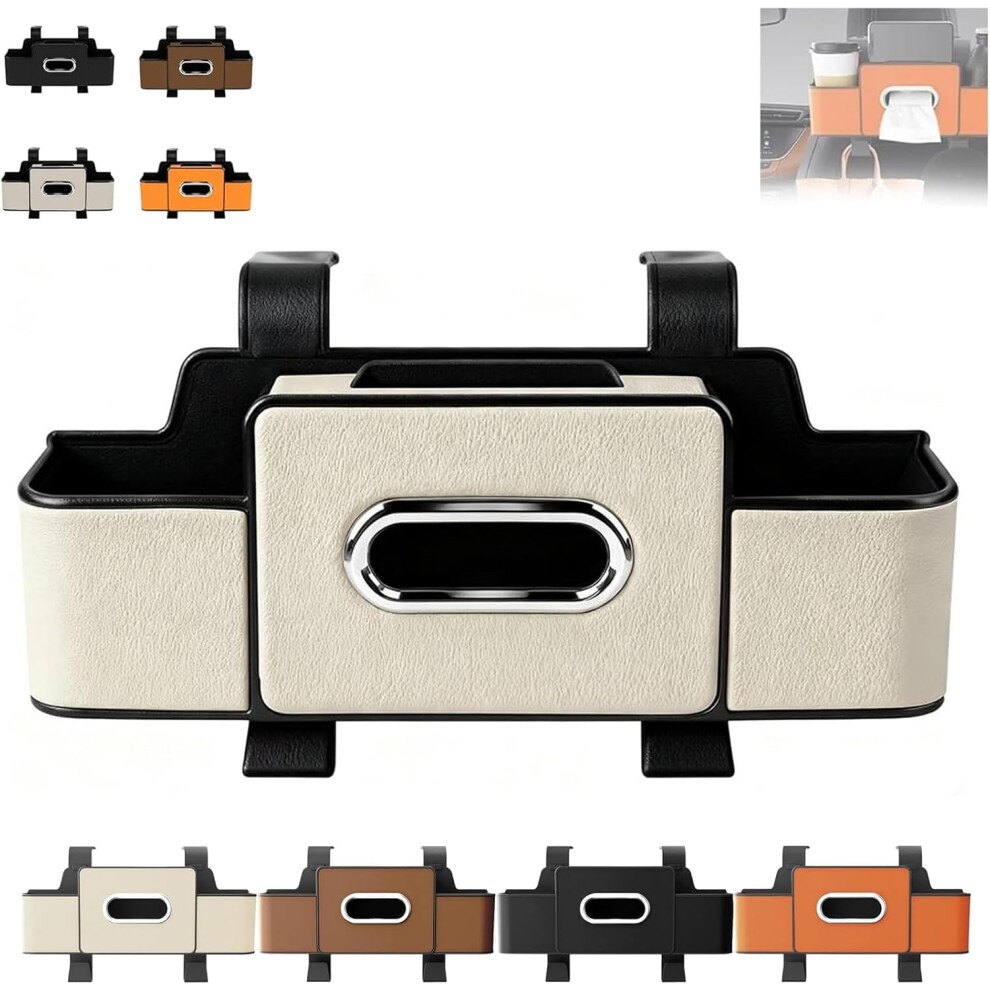 Multifunctional Car Seat Back Storage Box With 2 Cup Holders, Tissue Box & Hook Â Compatible With Most Cars 9028731672694