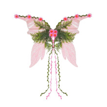 Elfen-Schmetterlingsflügel, dünne Zikadenflügel, Feen-Accessoire-Set mit verstellbaren Riemen für Festival-, Party- und Themenfeiern (Rosa)