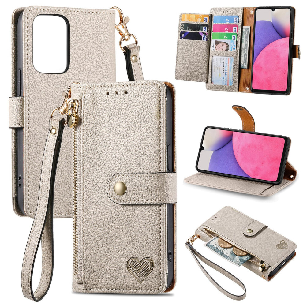 Pu Leather Magnetic Wallet Case With Flip Stand And Zipper Card Holder For Vivo Iqoo Z3 Z5x Y72 5G Gray 9092120183733