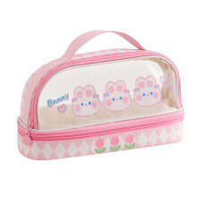 Cute Pencil Bag, Large Capacity Pencil Case for Portable Handled Pencil Case Storage Bag Stationery Box (Pink)