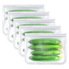 TETOU5 pezzi Sacchetti in silicone riutilizzabili, sacchetti per alimenti con chiusura a zip a prova di perdite, senza PEVA, per panini, snack,