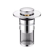 Crépine de bonde d'évier en acier inoxydable (lot de 2) - Bouchon de bonde escamotable avec filtre à cheveux amovible - Protection contre les