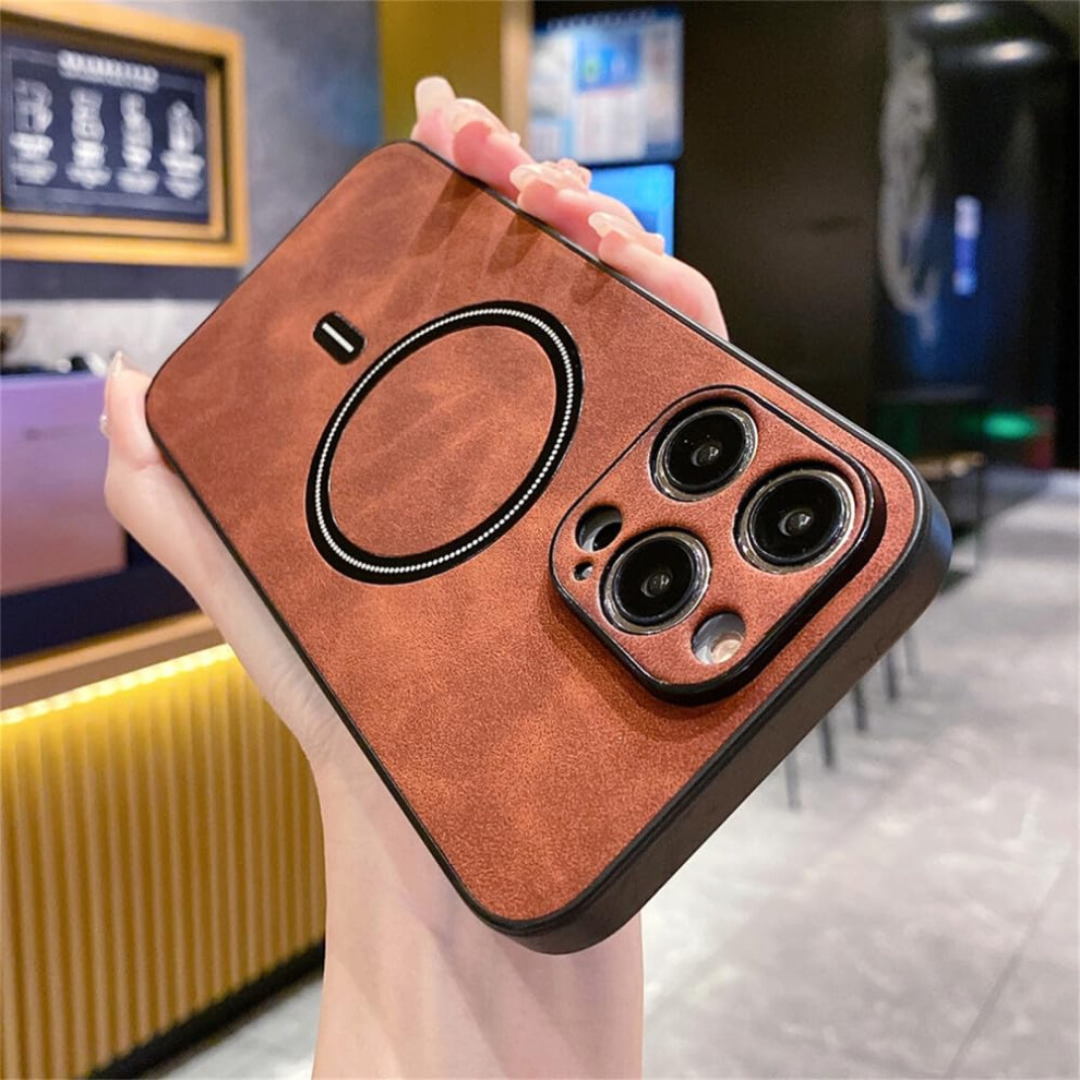 Magnetic Leather Case For Iphone 11 Pro Max With Wireless Charging, Shockproof Duallayer Protection Brown 9092120183276