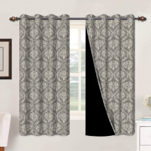 Mizhona Boho Blackout Curtains Brown White Floral 2 pcs