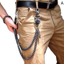 Men's Punk-Style Adjustable Waist Chain PU and Alloy