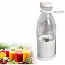 Bærbar 2-i-1 juiceblender med knive i rustfrit stål til smoothies, frugtsalater og juice – kompatibel med USB-opladning