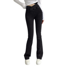 Hvite damejeans Damebukser med høy elastisk midje Slim fit Sexy jeans Flarebukser Jeans med lav midje til dame Svarte jeans til dame