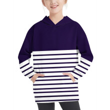Hettegenser til jenter med letthet, genser med fargeblokker og striper, høstmote for jenter, lilla genser til jenter, størrelse 4-5 år