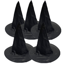 TETOU 5-teiliges Halloween-Hexenhut-Set, 38 cm (14,96 Zoll) Damen-Kostüm-Hexenhut-Kostümzubehör für Halloween-Partydekorationen
