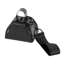 Cencerro de hierro de 7,4 cm con cuerda para la muñeca, portátil para animar en Nochevieja, color negro.