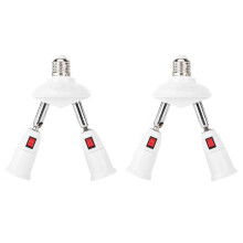 2X 360 Degree Adjustable - 2 in 1 E27 Splitter Socket Adapter. E27 Standard LED Bulb Socket Adapter