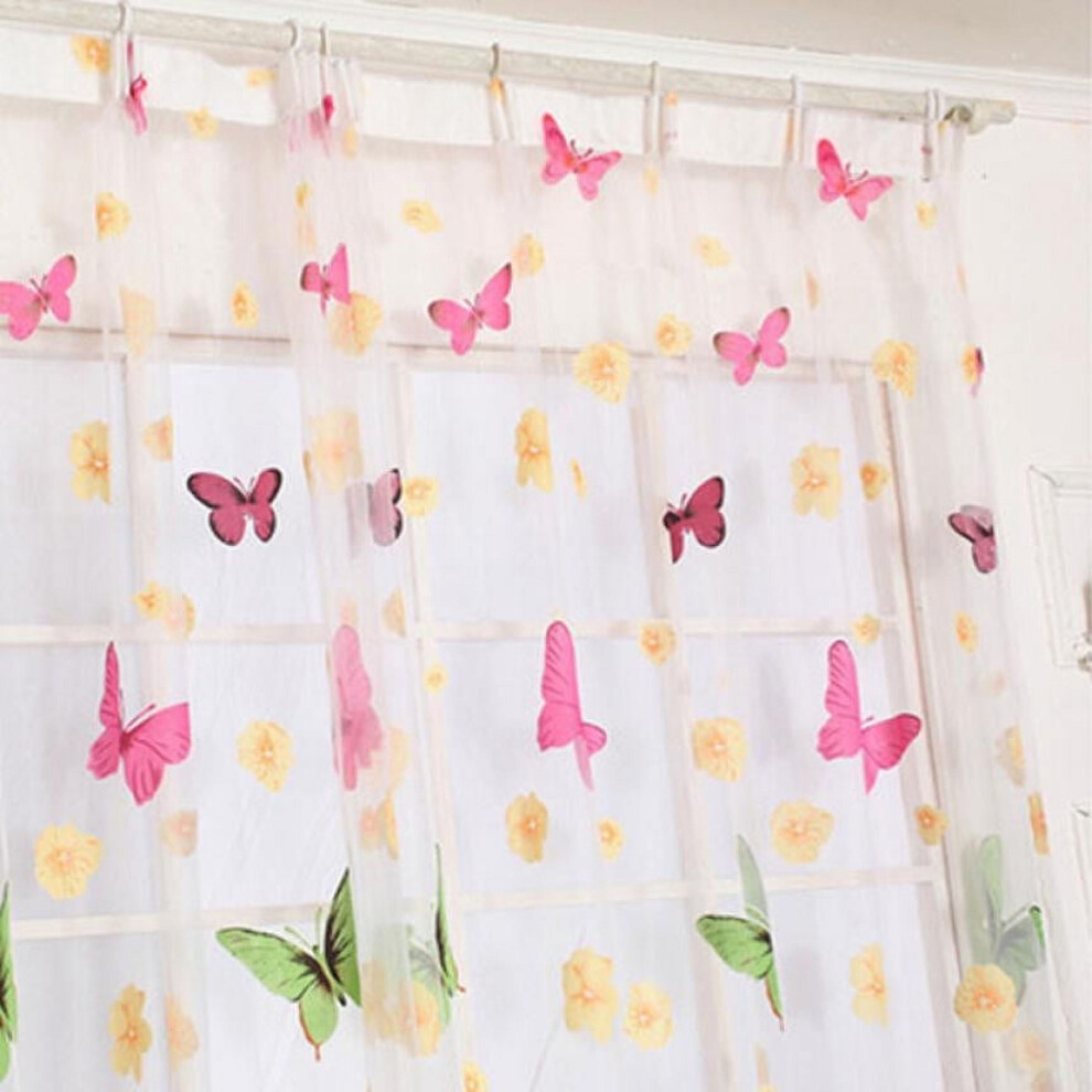 Butterfly Sheer Curtains 39.37"x78.74", Colorful Printed Voile Kids Room Drapes with Rod Pocket – Nursery & Living Room Decor