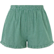 Dames loungeshorts, schattig, zacht, elastisch, lage taille, geruite print, knoopsluiting aan de voorkant, pyjamabroek, boxershorts, nachtkleding,