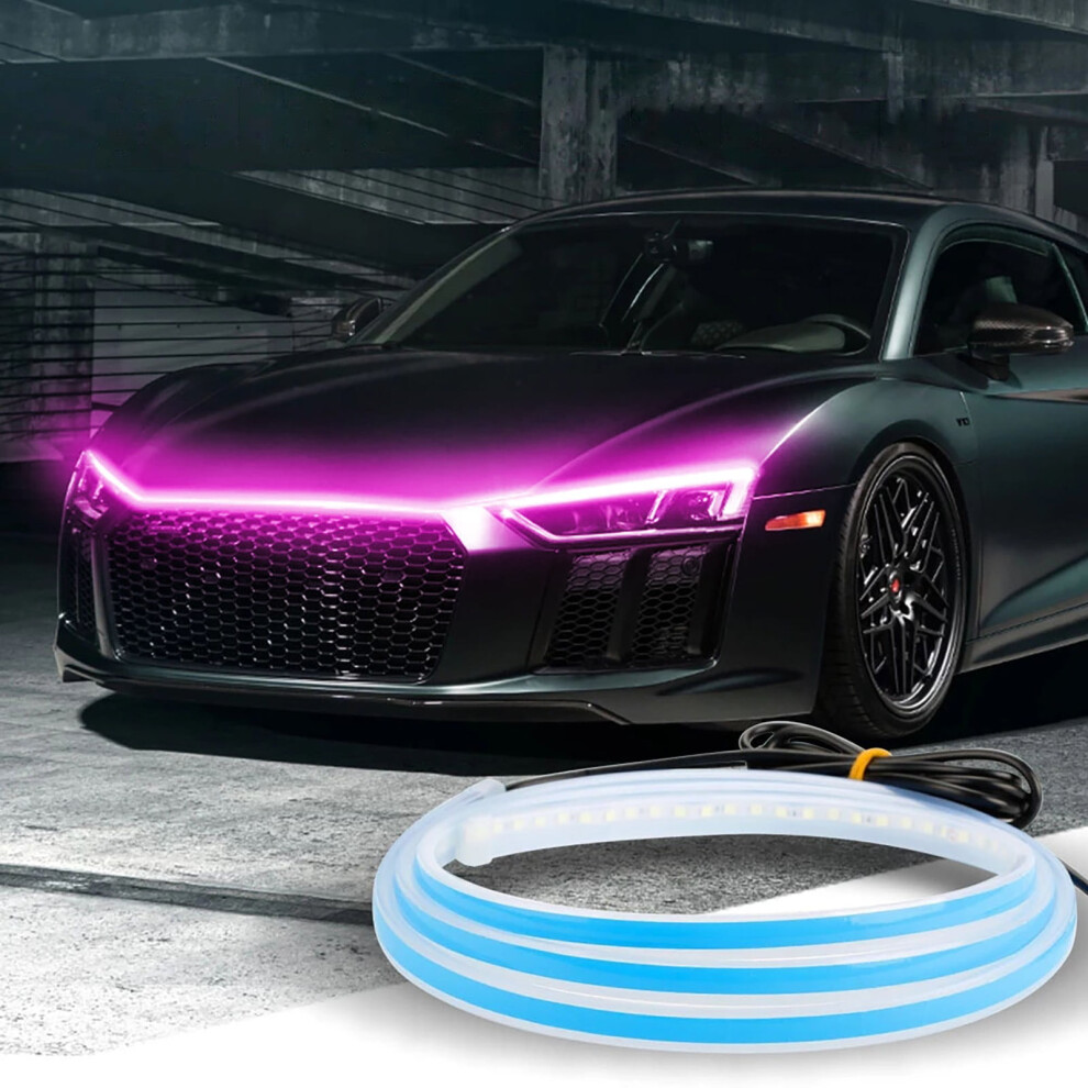 47 Inch Led Daytime Running Car Hood Strips, Neon Lights For Car Exterior, Waterproof And Durable Led Lights For Vehicle Decoration 9479868025226