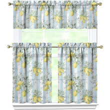 Lemon Kitchen Curtains & Valances Set, Vintage Bathroom Window Tier Curtains, 3-Piece, Compatible with Standard Windows, 54"x36"