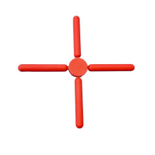 Silicone Trivets for Hot Dishes Foldable Silicone Heat Resistant Mat Cross Shape Foldable Anti-Slip Holders for Kitchen Countertops (Red)