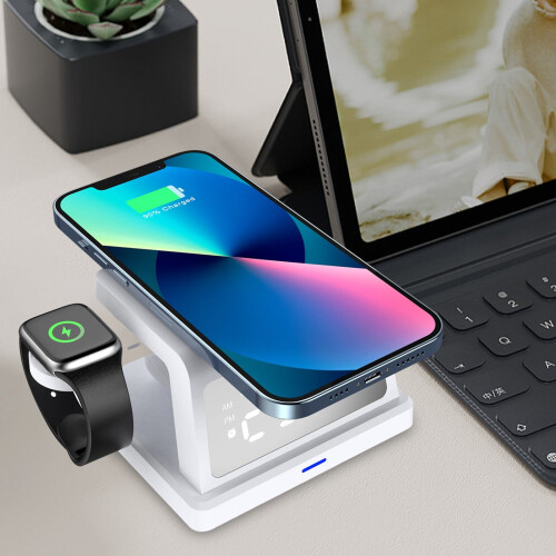 Wireless Charger Digital Alarm Clock 15W 4-in-1