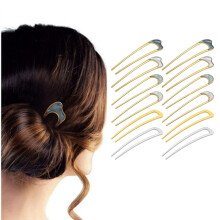 Paquete de 12 horquillas metálicas en forma de U, horquillas de dos puntas para moños y recogidos – 6 estilos surtidos