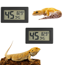Conjunto de 2 termômetros e higrômetros digitais para répteis em terrários – Compatível com dragão-barbudo, gecko-leopardo,