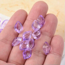 10pcs 13x9mm Flower Petal Crystal Glass Loose Beads Pendants DIY Jewelry Making-10# Deep Purple