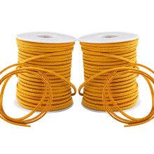 100 Yards mehrfarbige flache Lederschnur, Wildlederband für Schmuckherstellung, Stiefel, Kunstlederstreifen für Armbänder, Halsketten (Gelb)