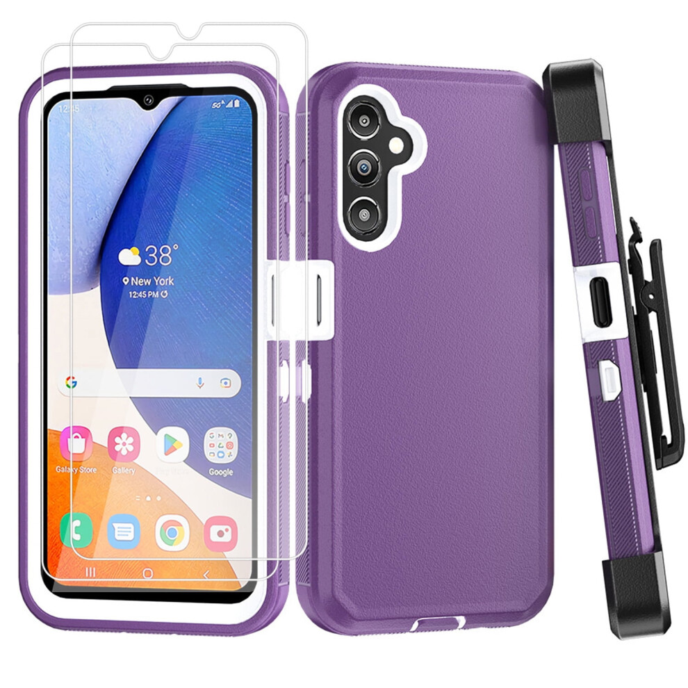 Aggxpf Galaxy A54 Phone Case With Screen Protector 2 Pack, Phone Case With Belt-Clip Holster, Military Grade Full Body Protection Case, Purple 9365509241431