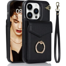 Leather Wallet Phone Case Compatible with iPhone 11 – Card Holder, 360 Ring Kickstand, Wrist Strap, Magnetic Flip Cover for Women