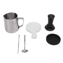 21-Piece Coffee Tamper Set with Stainless Steel Frothing Pitcher, Tamper Mat, Stirrer & Stencils – Ergonomic Handle, Scale, Milk Pour Control