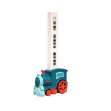 Automatic Domino Train Toy Set,STEM Educational Pull-Back Train for Kids, Domino Layer with Chain Reaction for Boys & Girls Ages 3-12