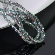 100pcs 4mm Small Cube Faceted Cut Crystal Glass Loose Beads Lot for DIY Jewelry-11# Rose Green