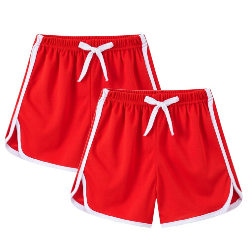 2 Pack Girls Athletic Shorts – Quick-Dry, Pull-On with Drawstring, Compatible with Dance & Gym Activities