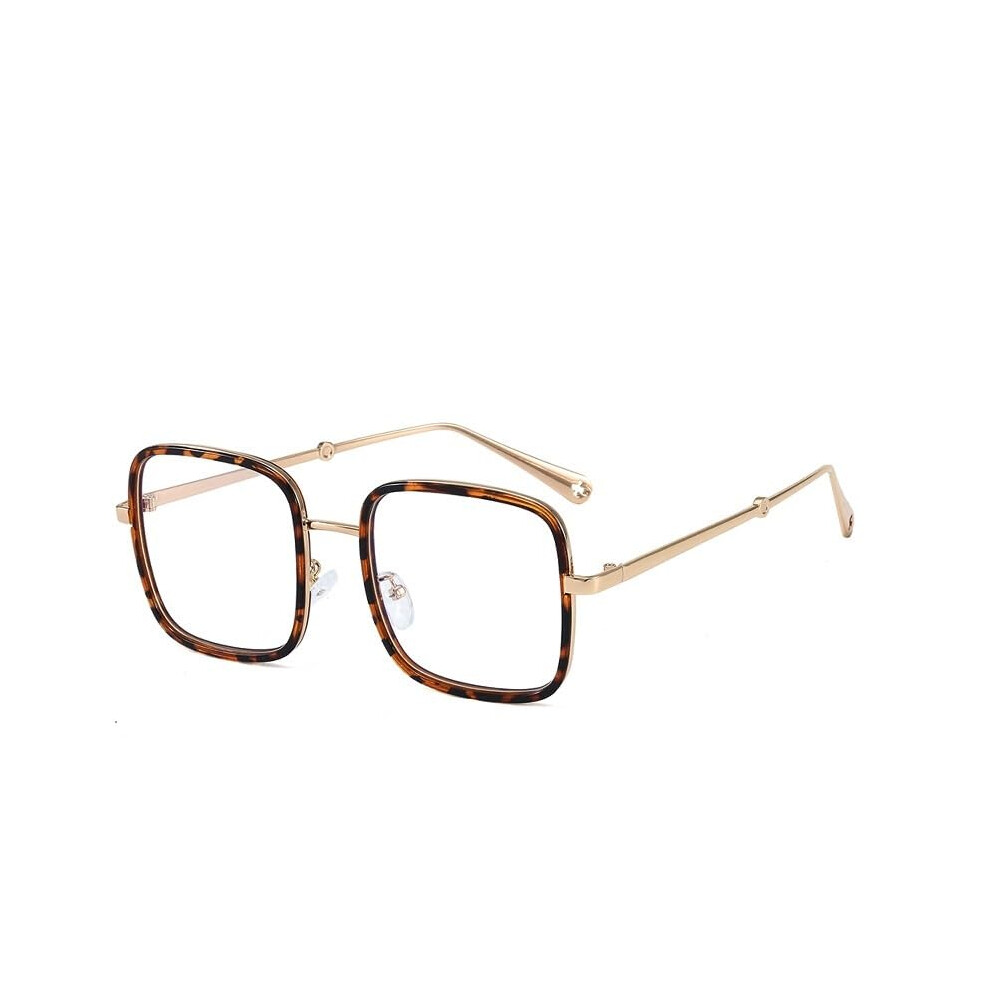 Blue/Light Oversized Square Reading Glasses For Women +300 Tortoiseshell Blocking Antiglare Spring Hinge Frame