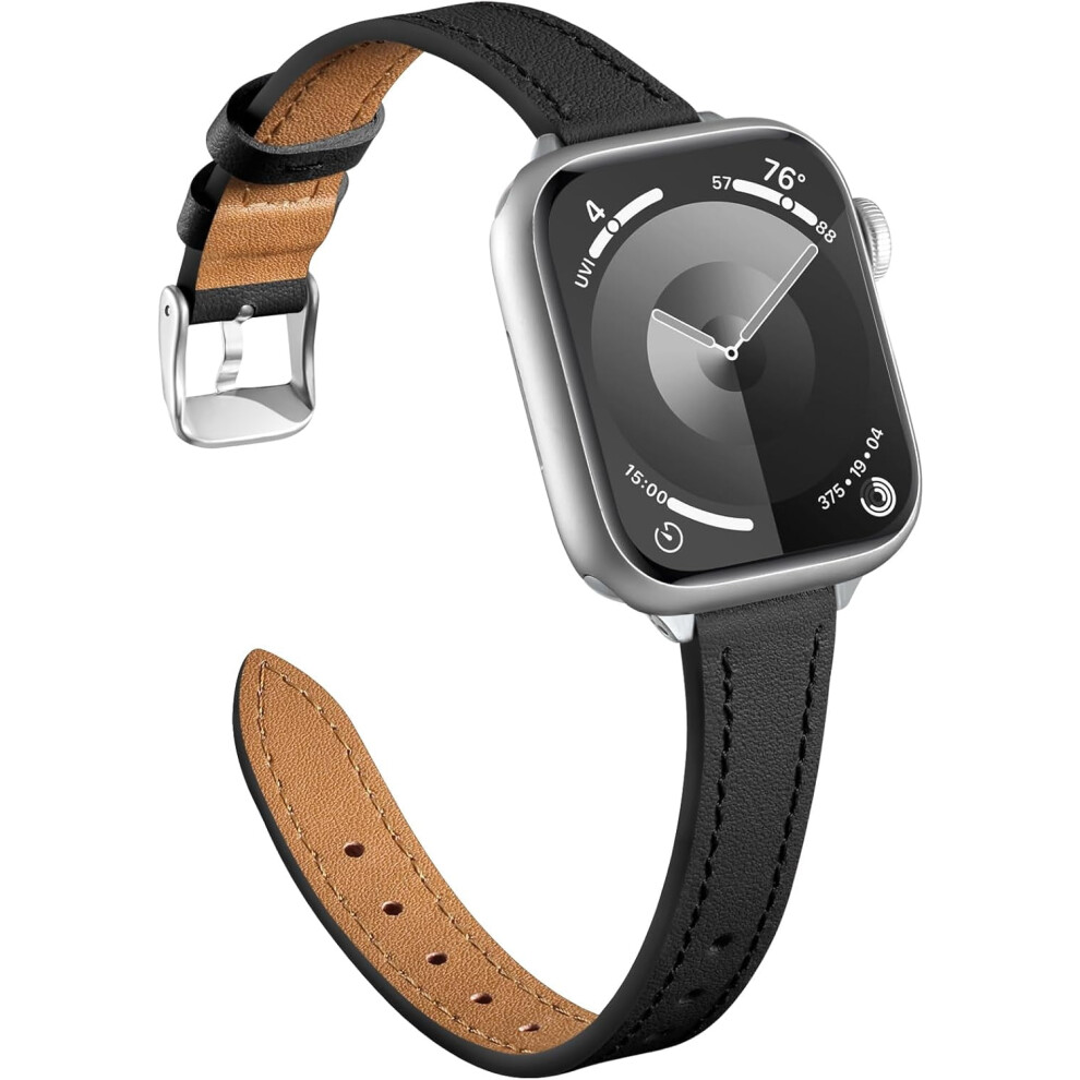 Slim Top- Leather Bands Compatible With Apple Watch 38/40/41/42/44/45/46/49Mm Â For Ultra, Se, Series 10-1 Grain 9479868024694