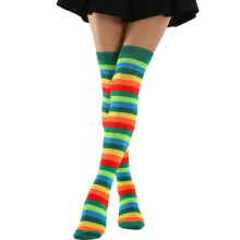 1 Pair Colorful Rainbow Stripes Thigh High Socks Over the Knee Socks Halloween Witch Cosplay Costume Women Men Kids