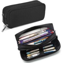 Pencil Case for Students Girls Boys Large Capacity Adult Pen Maker Pencil Pouch Office Organizer Simple Durable Multifunctional Pencil Bag Black