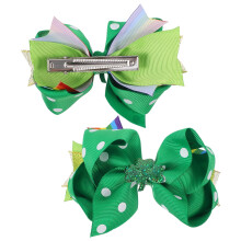 Pretyzoom St. Patrick's Day Bowknot Hair Clips Green Easy Attachment 2Pcs