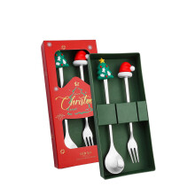 Kerstlepelset – Roestvrijstalen dessertlepels voor de feestdagen, feestelijk bestek, kerstcadeauset