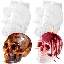 3D Skull Resin Molds, 2 Pack Skull Candle Molds, Silicone Skull Shape Handmade Candle Making Mould, DIY Craft Resin Mold