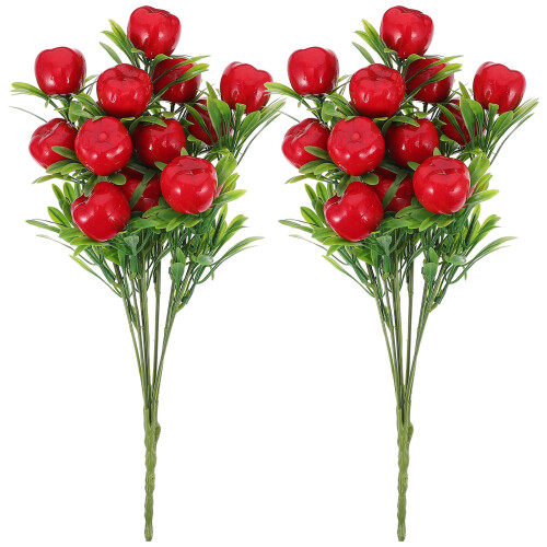 AthitqqM2pcs mere artificiale tulpină de copac ramuri de fructe false aranjament de mere false pentru casă
