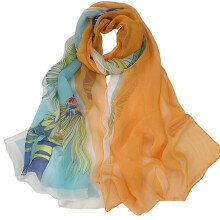 Lenço feminino com estampa floral, proteção solar, transparente, ultrafino e macio, acessório para o pescoço, laranja.