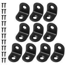 (10pcs 20mm, Black) 90 Degree L-Shape Bracket Corner Brace Set, Stainless Steel Corner Brackets for Shelves Wood Furniture Cabinet Table Drawer