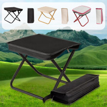 Portable Folding Stool – Compact Bag-Style Chair for Fishing, Camping, Concerts & More, 10x10x11in, Black