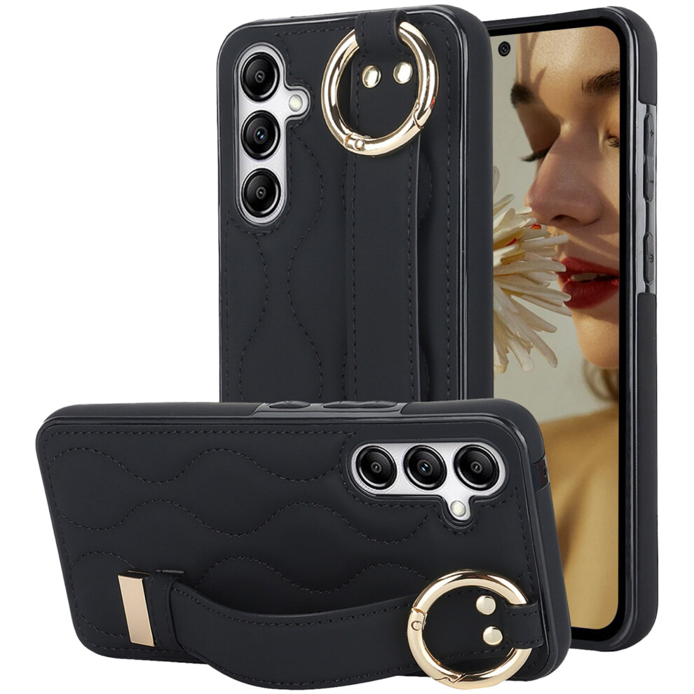 Ccsmall Pu Leather Case For Samsung Galaxy S25+ Plus Â Cute Wrist Strap, Kickstand & Finger Ring, Stylish Protective Cover, Zwd Black 9479868024977