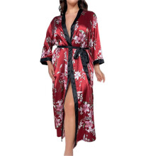 Awdenio Bathrobes For Women Peacock Kimono Silky Satin Pajamas Long Dressing Lightweight Soft Housecoat Loungewear