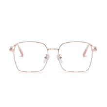Rose Gold Anti Blue Light Glasses +200 Large Square Metal Frame for Computer Fashion Eyewear