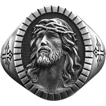 Fáinne Ceann Íosa na bhFear – Cros Chaitliceach Chríostaí, Amulet Reiligiúnach Seanré, Banda Baiste, Seodra Rothar Hip Hop, Bronntanas